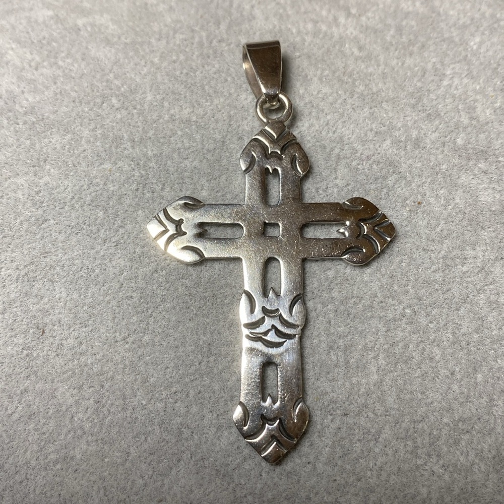 Solid Sterling Silver Cross Pendant Goth Vintage